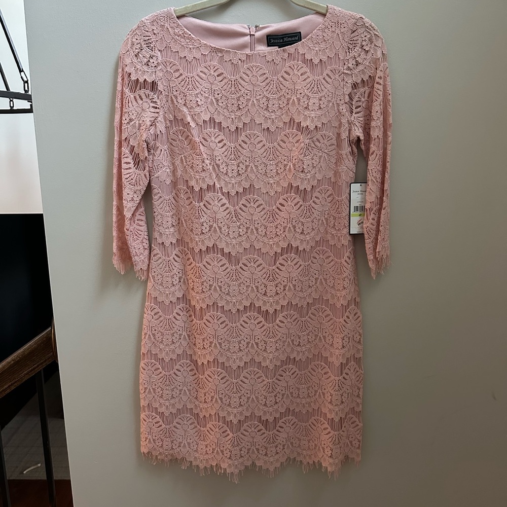 NWT Women's Pink Lace Dress by Jessica Howard Size 4P